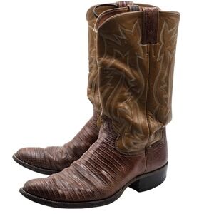 Justin Boots Mens Size 8.5 Brown Leather Western Cowboy Pointed Toe Made USA